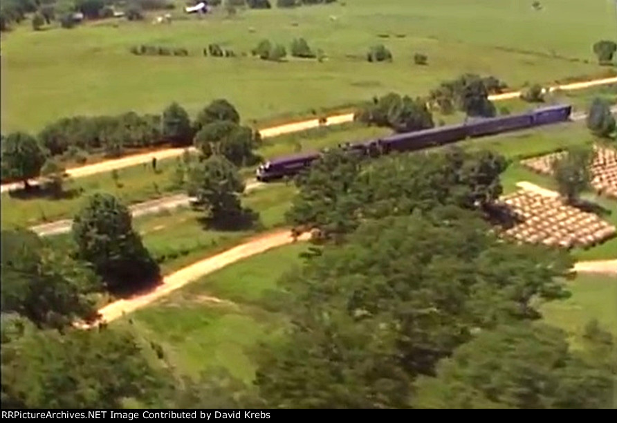 From the helicopter.